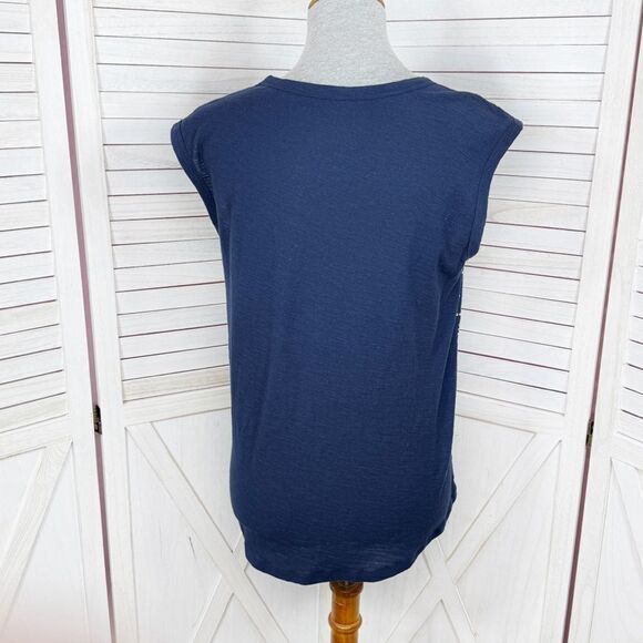 Gap Metallic Print Sleeveless Muscle T Shirt Blue Silver XS Tank Top - Picture 4 of 12